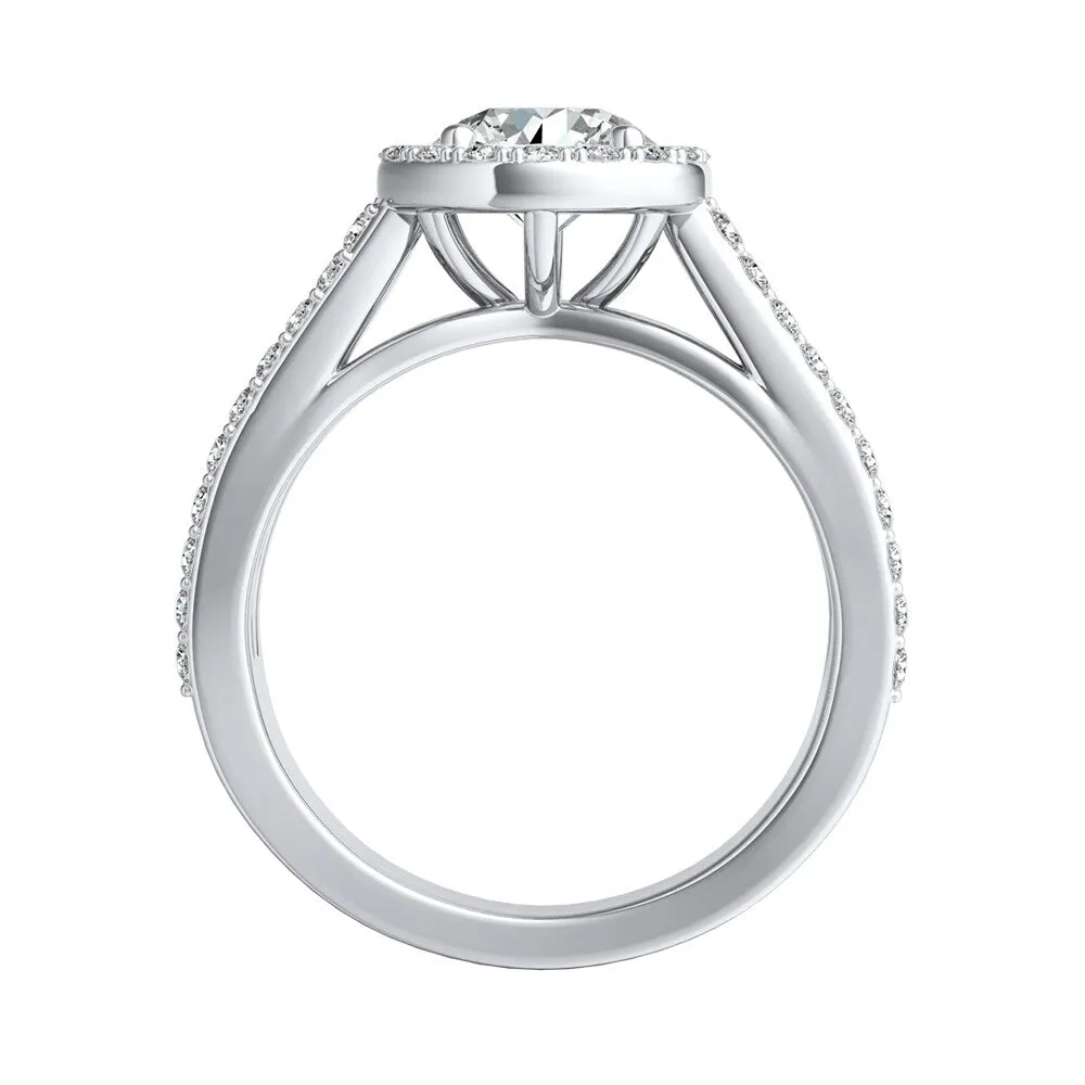 Auriya 14k Gold 2 1/2ct Round Moissanite and 3/4ct TDW Halo Diamond Engagement Ring sold by Zulily product image thumbnail 4