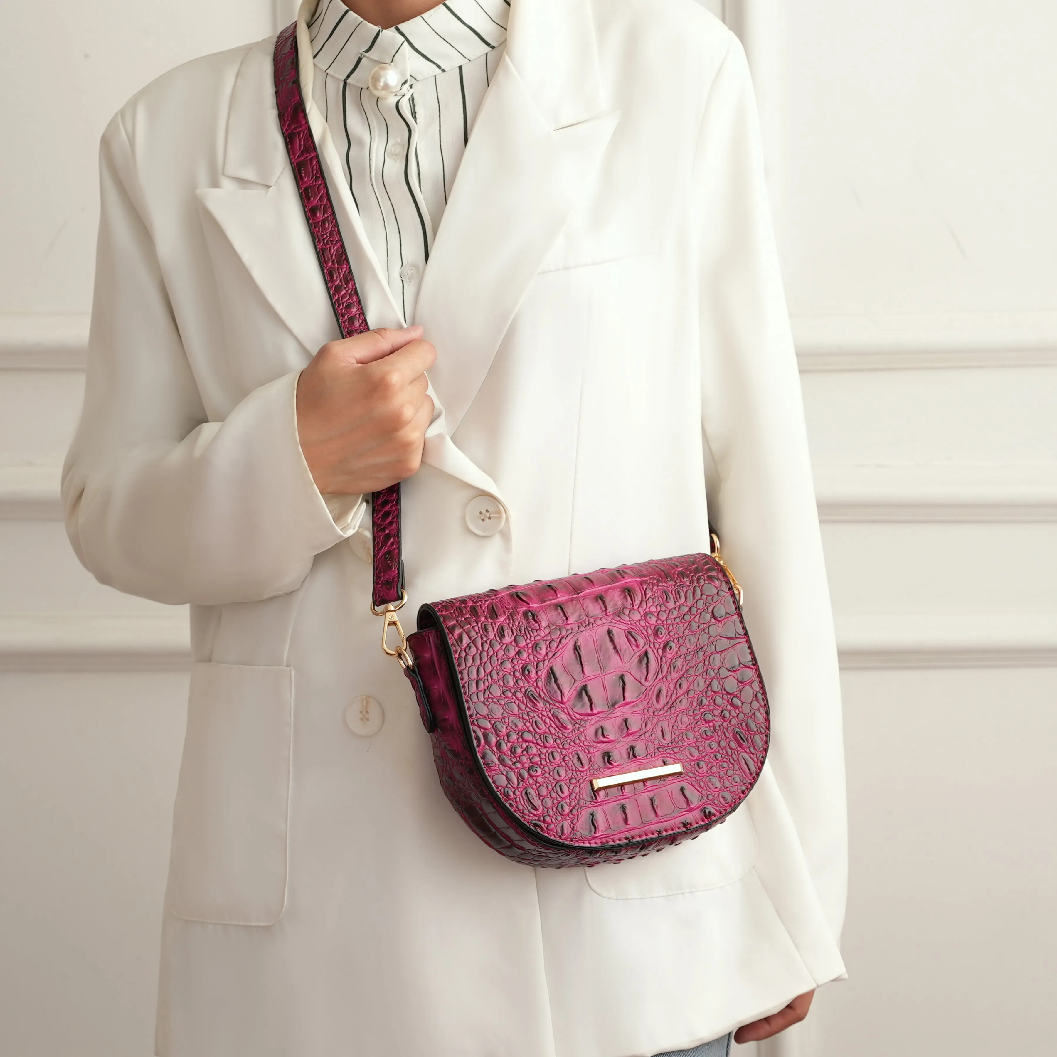 MKF Collection Women's Amalia Solid Croc Crossbody Bag sold by Zulily product image thumbnail 2