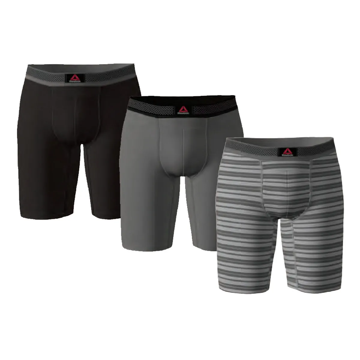 Reebok Men's 3 Pack Featherweight Long Leg Boxer Briefs sold by Zulily