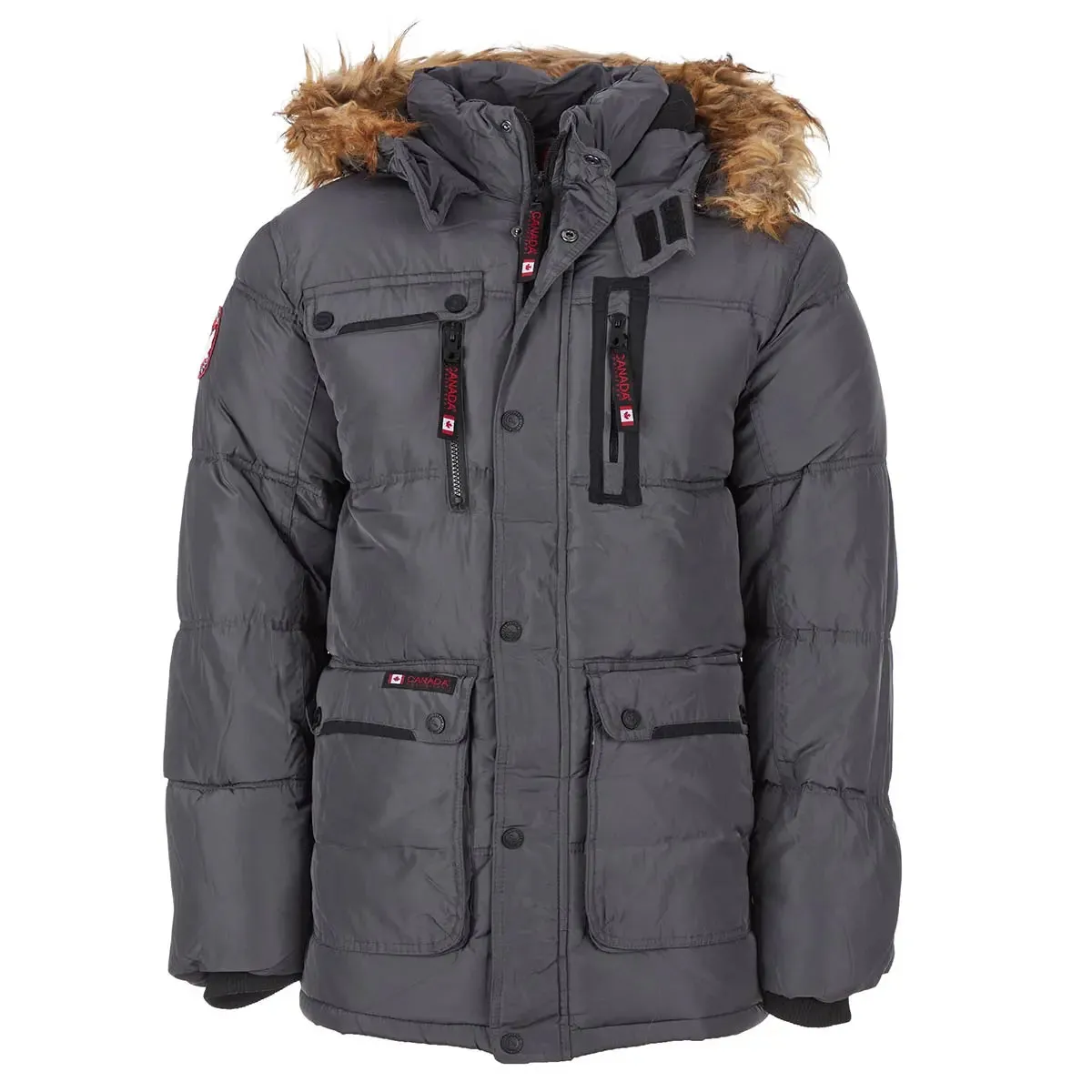 Canada Weather Gear Men's Fur Hooded Puffer Jacket sold by Zulily