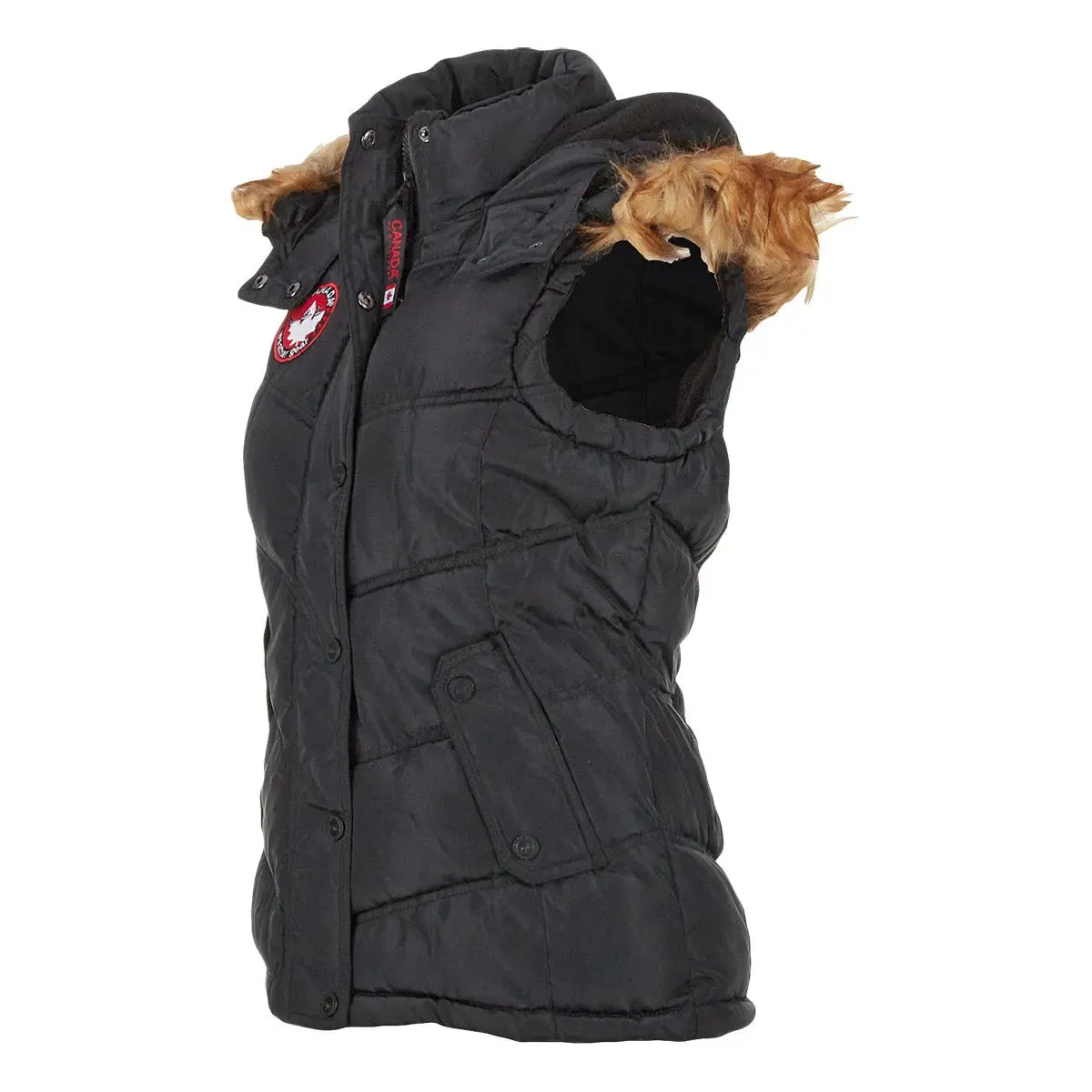 Canada Weather Gear Women's Puffer Vest with Faux Fur Trim Hood sold by Zulily product image thumbnail 4