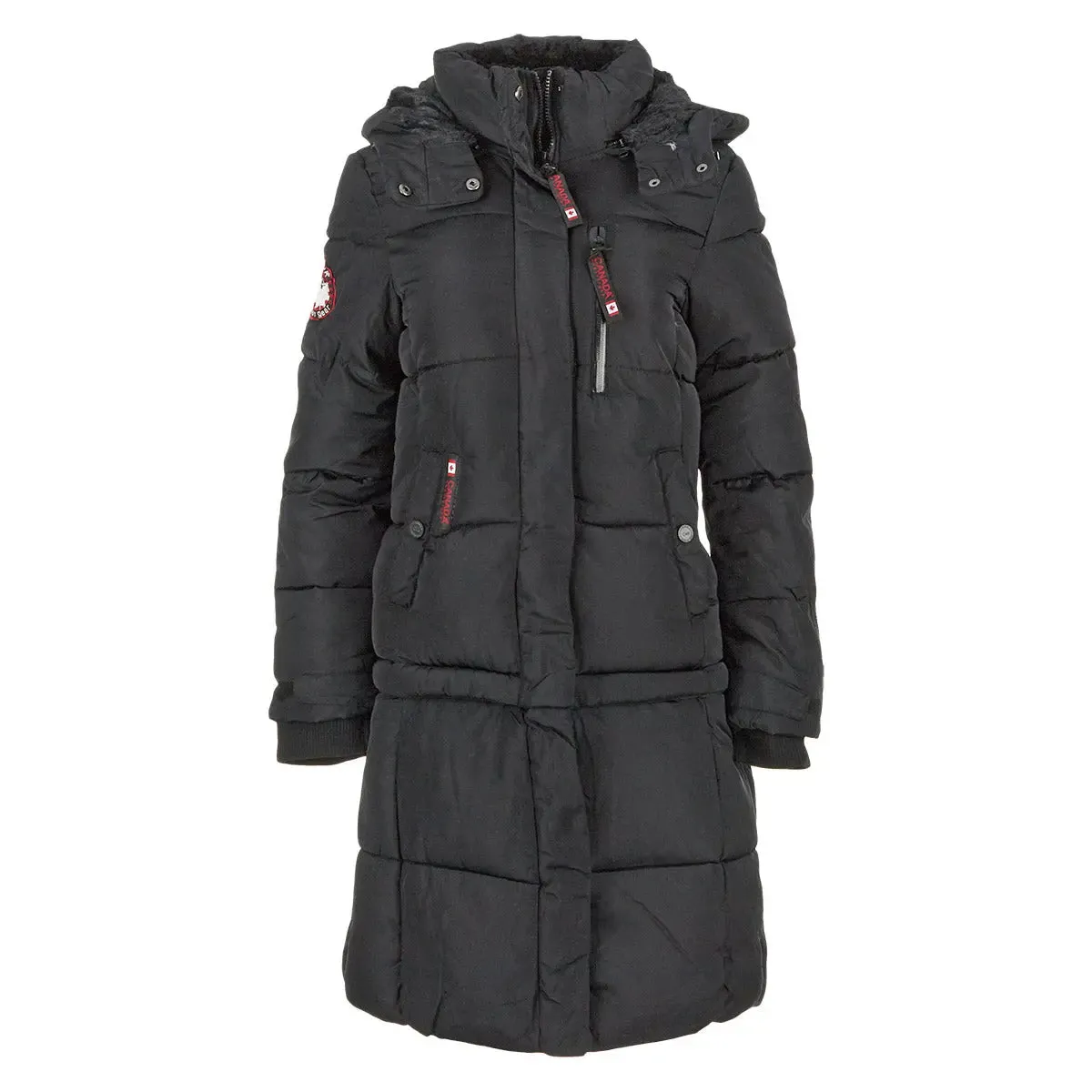 Canada Weather Gear Women's Long Puffer with Sherpa Lined Hood sold by Zulily