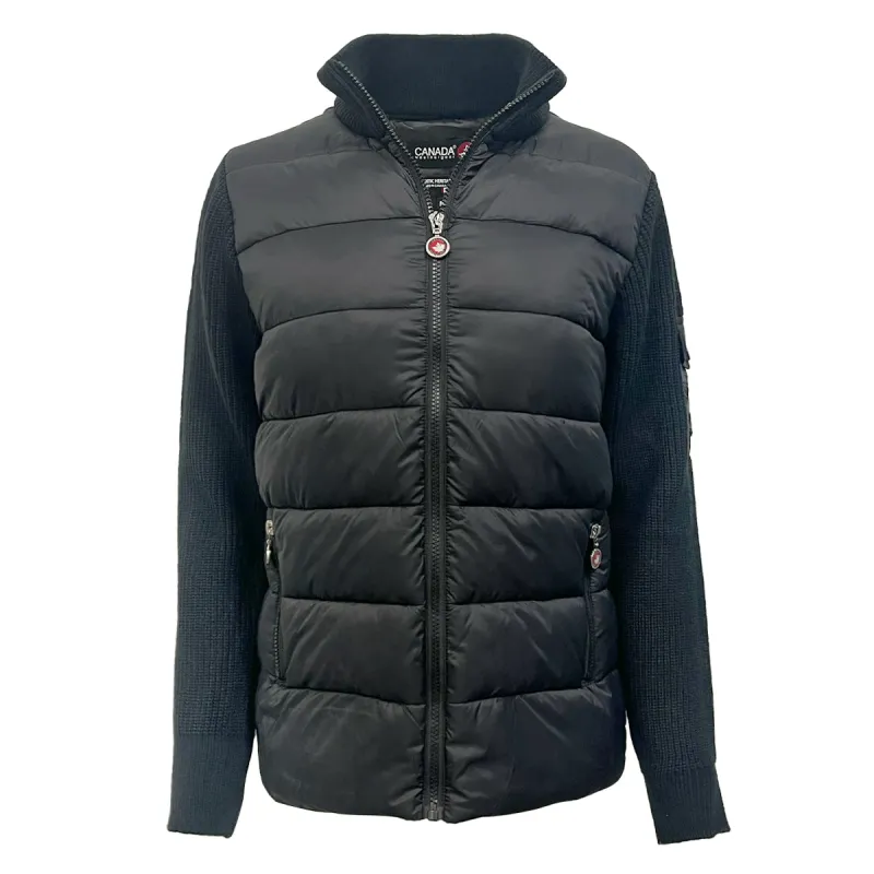 Canada Weather Gear Women's Full Zip Puffer Jacket with Sweater Sleeves sold by Zulily