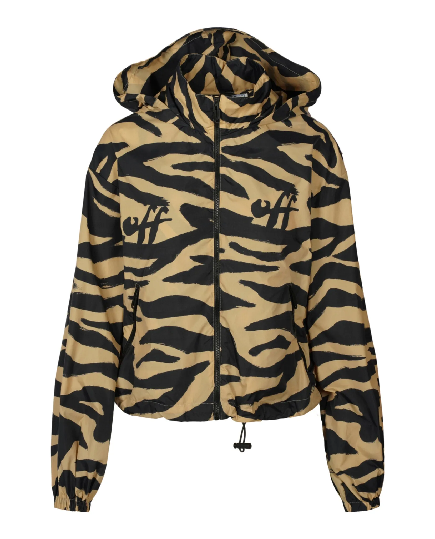 Off-White Zebra-Print Hooded Jacket sold by Zulily