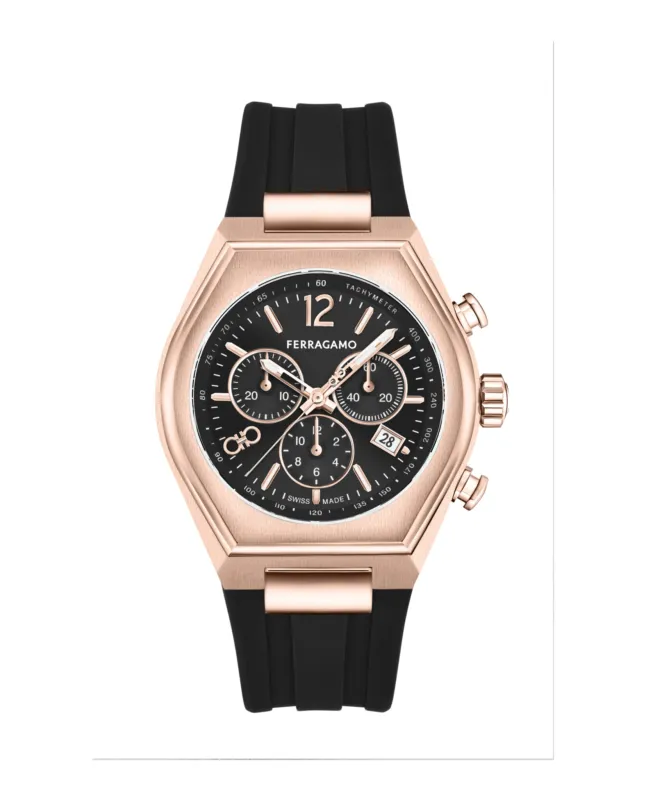 Ferragamo Tonneu Chrono Silicone Watch sold by Zulily