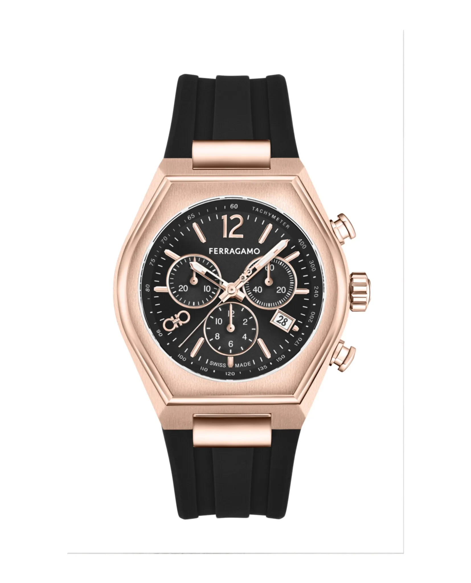 Ferragamo Tonneu Chrono Silicone Watch sold by Zulily