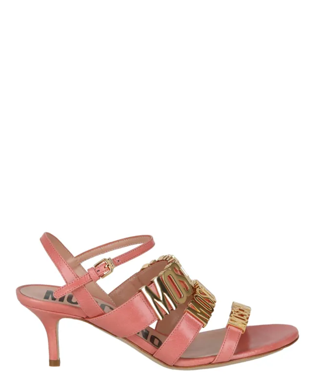 Moschino Degrade Metal Logo Heeled Sandals made by Moschino