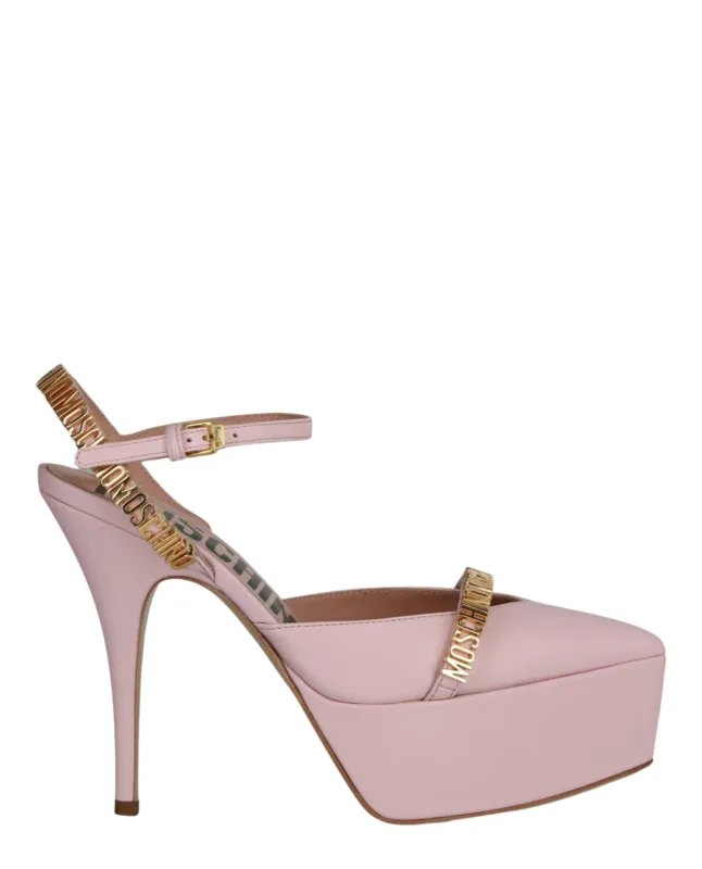 Moschino Logo Lettering Ankle Strap Pumps sold by Zulily