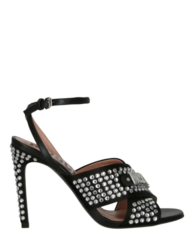 Moschino Satin Crystal Embellished Heel Sandals sold by Zulily