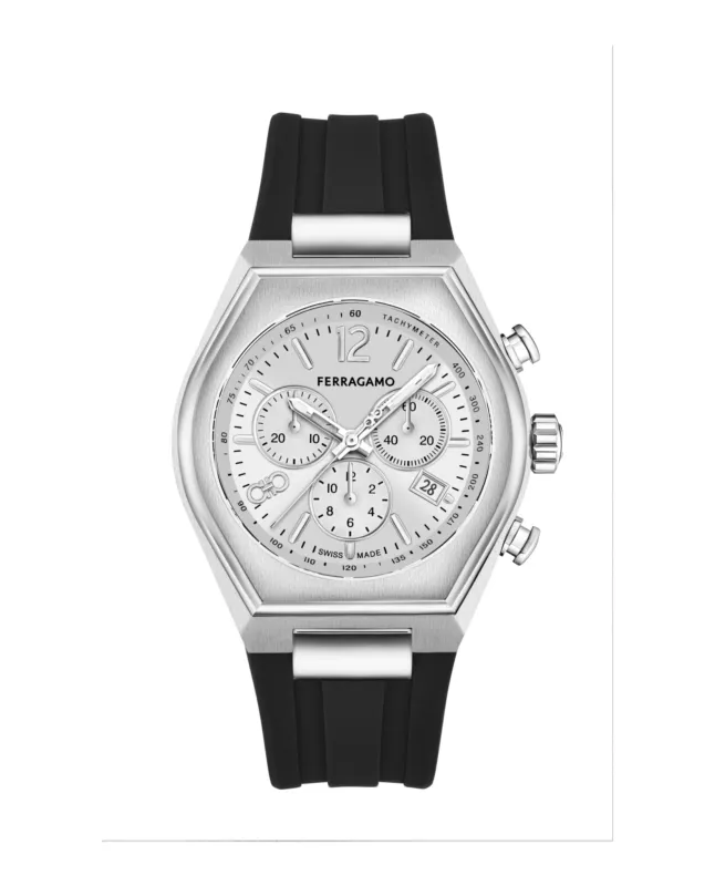 Ferragamo Tonneu Chrono Silicone Watch sold by Zulily