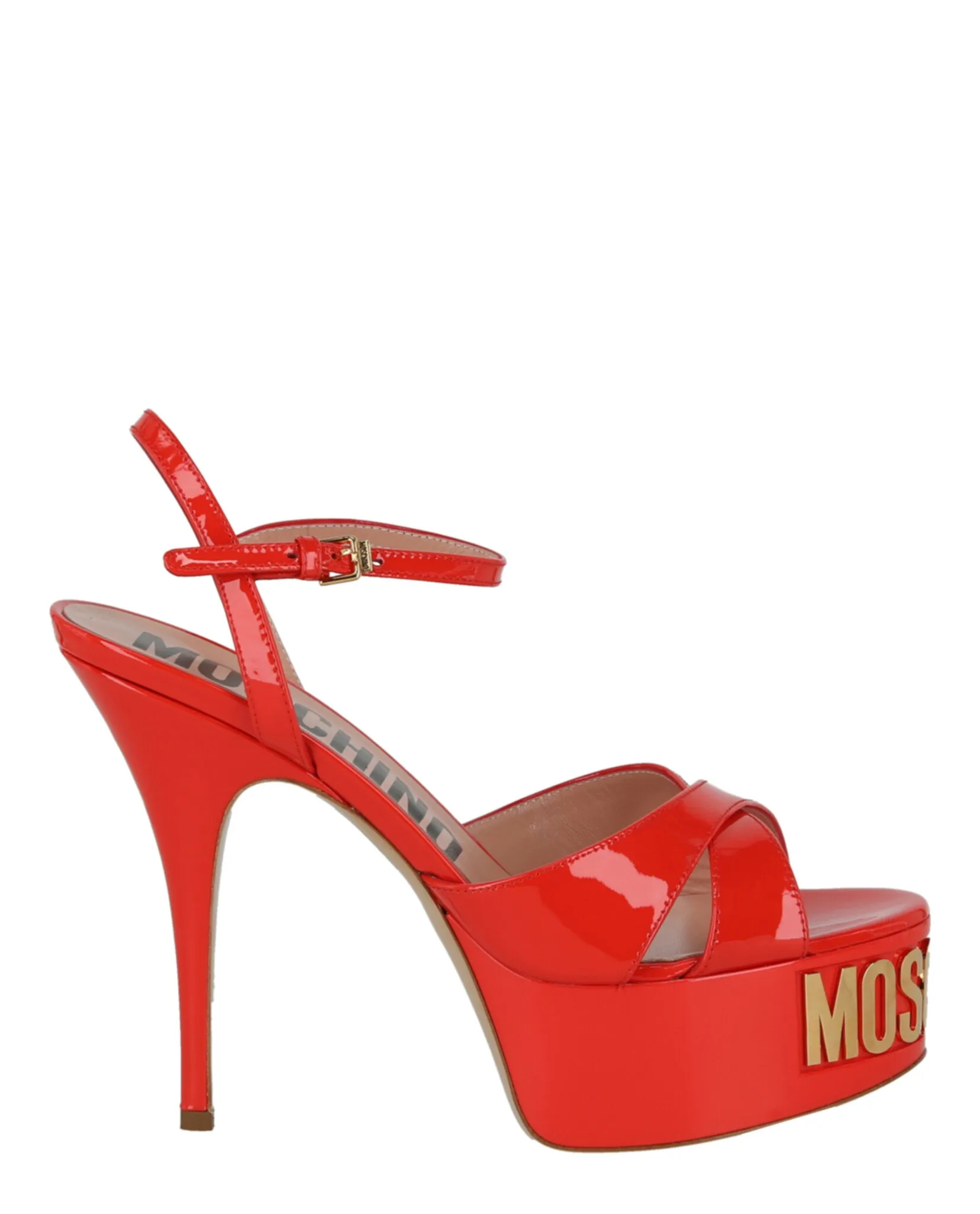 Moschino Logo Plaque Platform Heels sold by Zulily