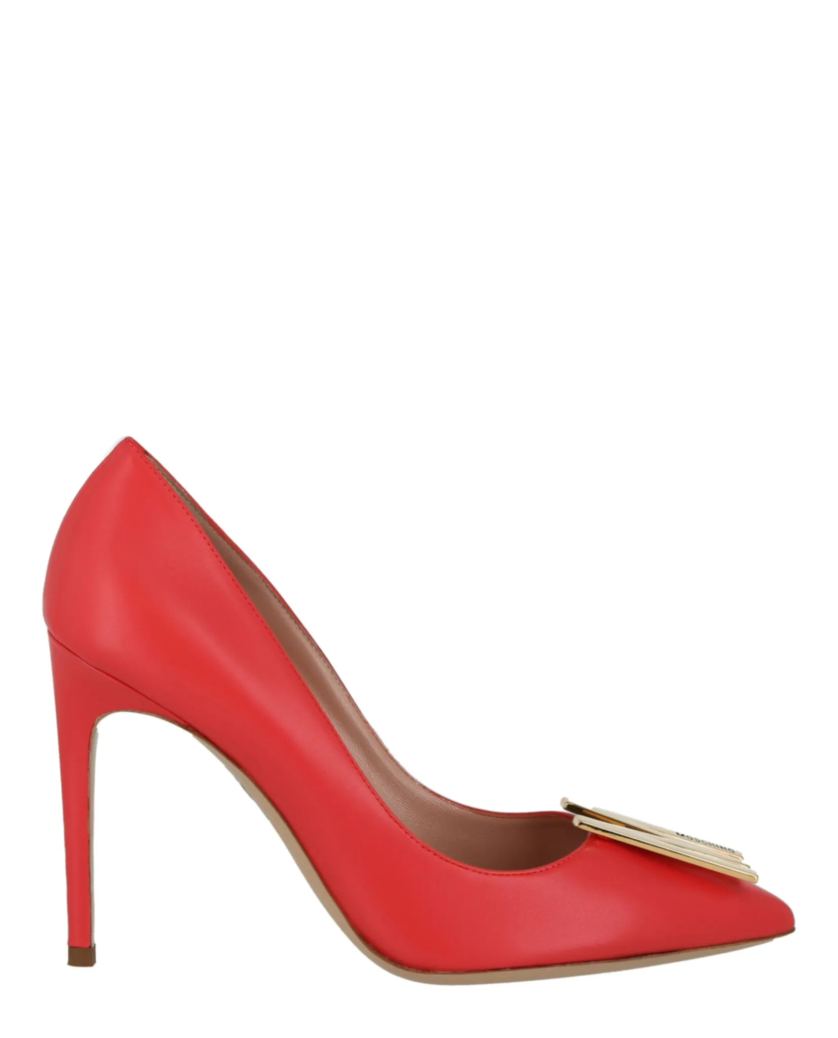 Moschino Gold-Tone Logo Pump sold by Zulily