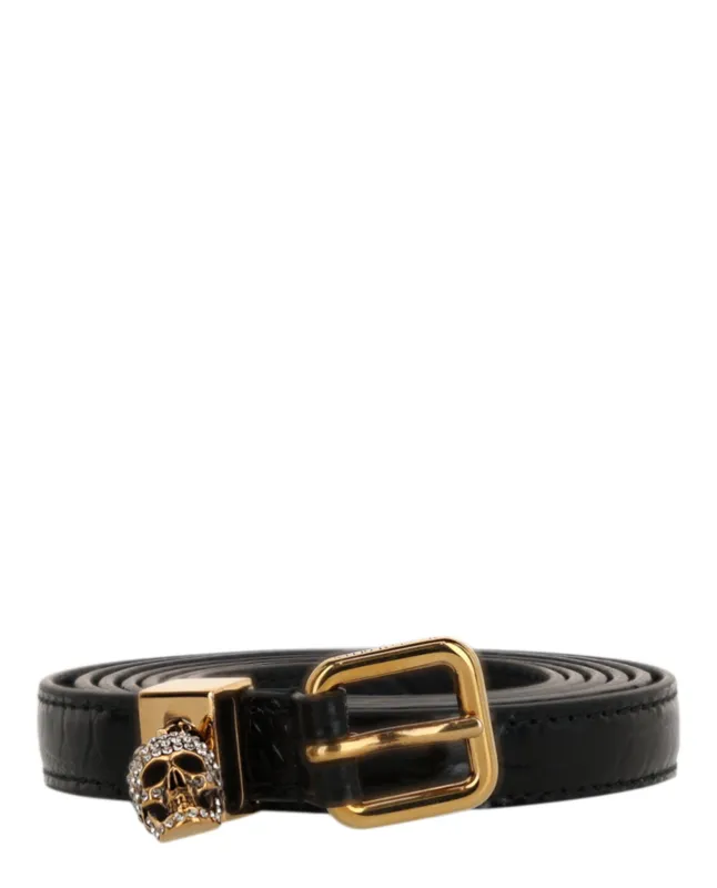 Alexander McQueen Women's Skull Croc Embossed Double Belt sold by Zulily