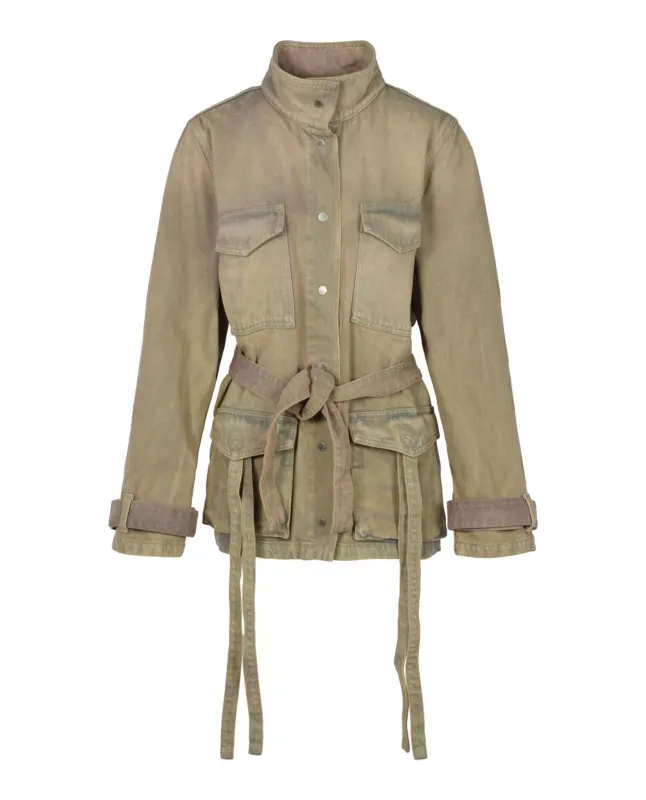 Off-White Dyed Denim Cargo Field Jacket sold by Zulily