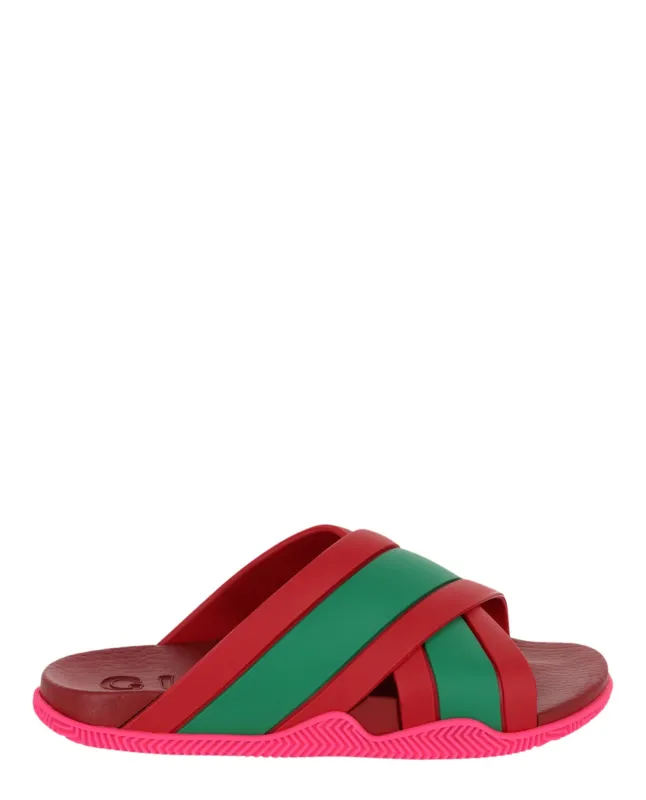Gucci Rubber Web Striped Sandals sold by Zulily