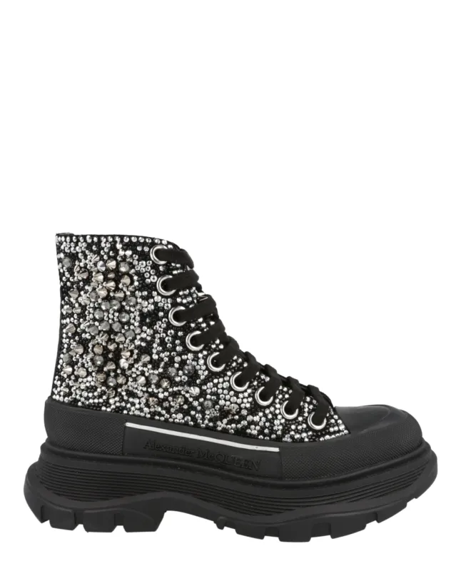 Alexander McQueen Women's Crystal Embellished Tread Slick Boots sold by Zulily
