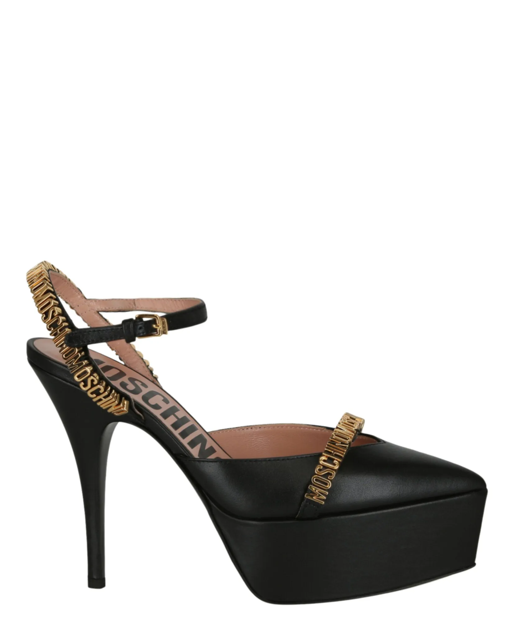 Moschino Logo Lettering Ankle Strap Pumps sold by Zulily