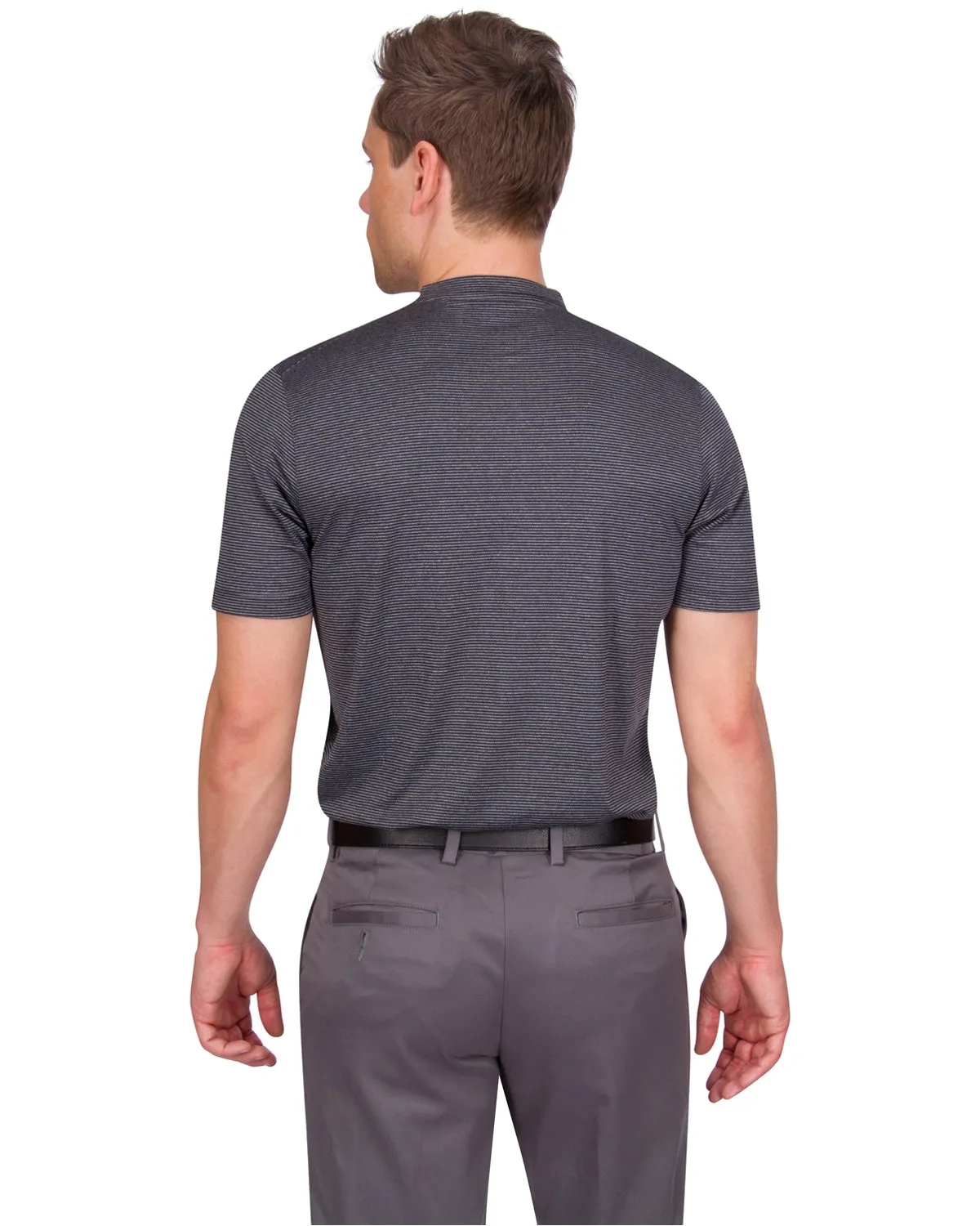 Three Sixty Six Men's Thin-Striped Collarless Golf Polos sold by Zulily product image thumbnail 3
