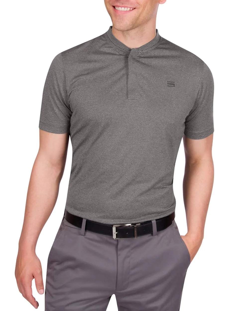 Three Sixty Six Men's Thin-Striped Collarless Golf Polos sold by Zulily product image thumbnail 5