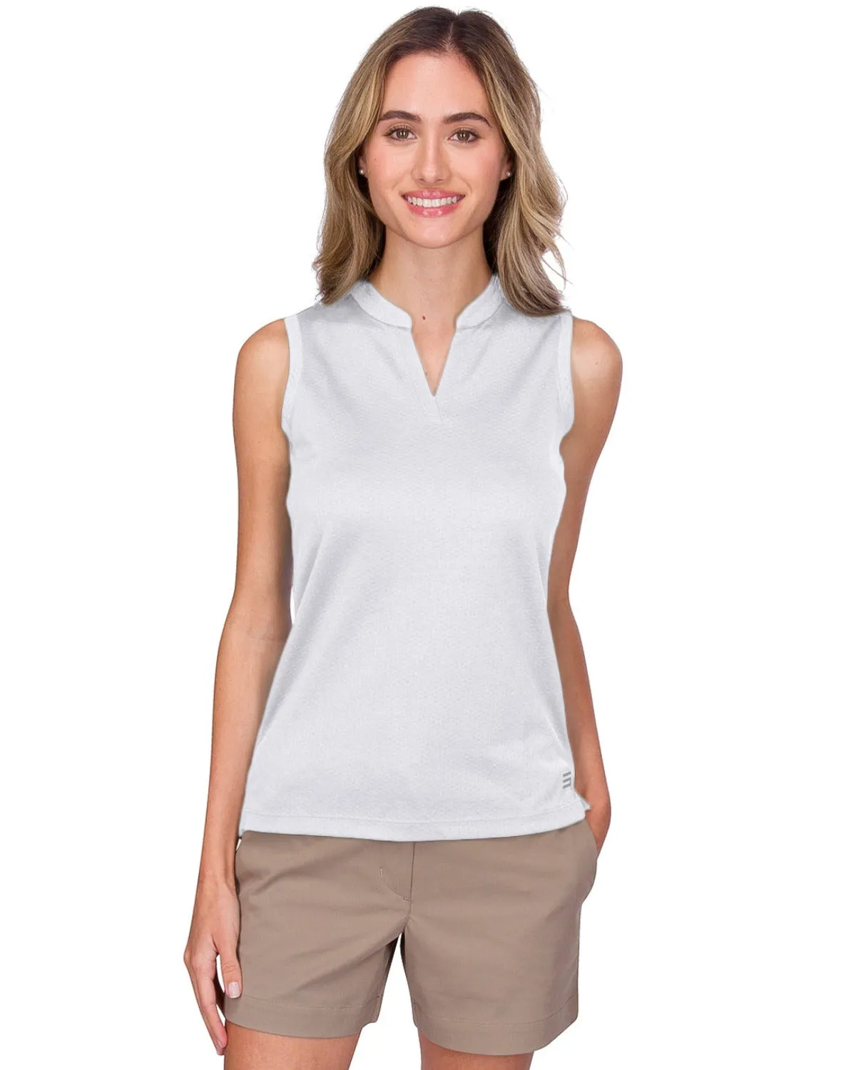 Three Sixty Six Women's Waffle-Textured Collarless Golf Polo sold by Zulily