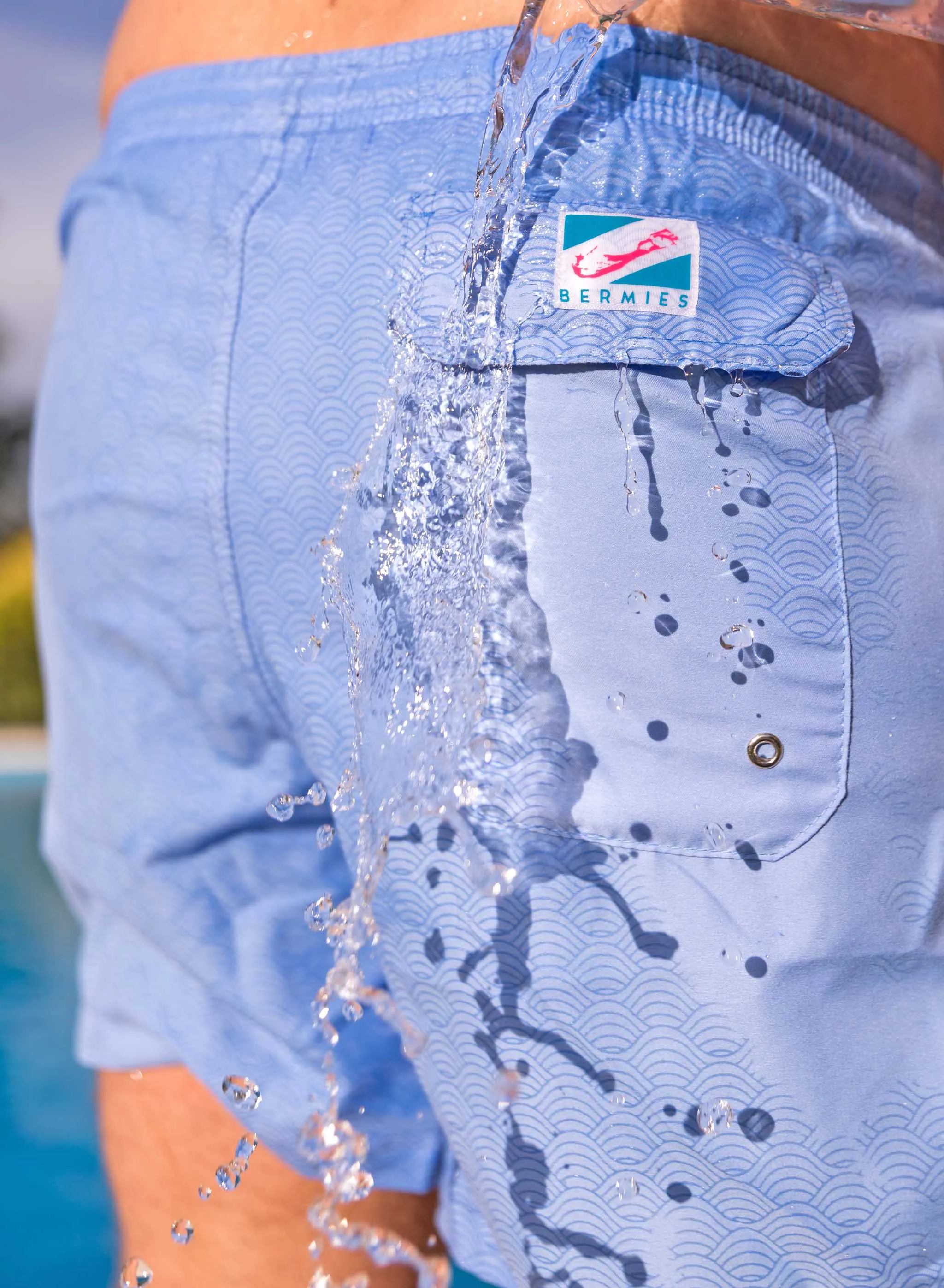 Bermies Blue to Waves Swim Trunks sold by Zulily product image thumbnail 5