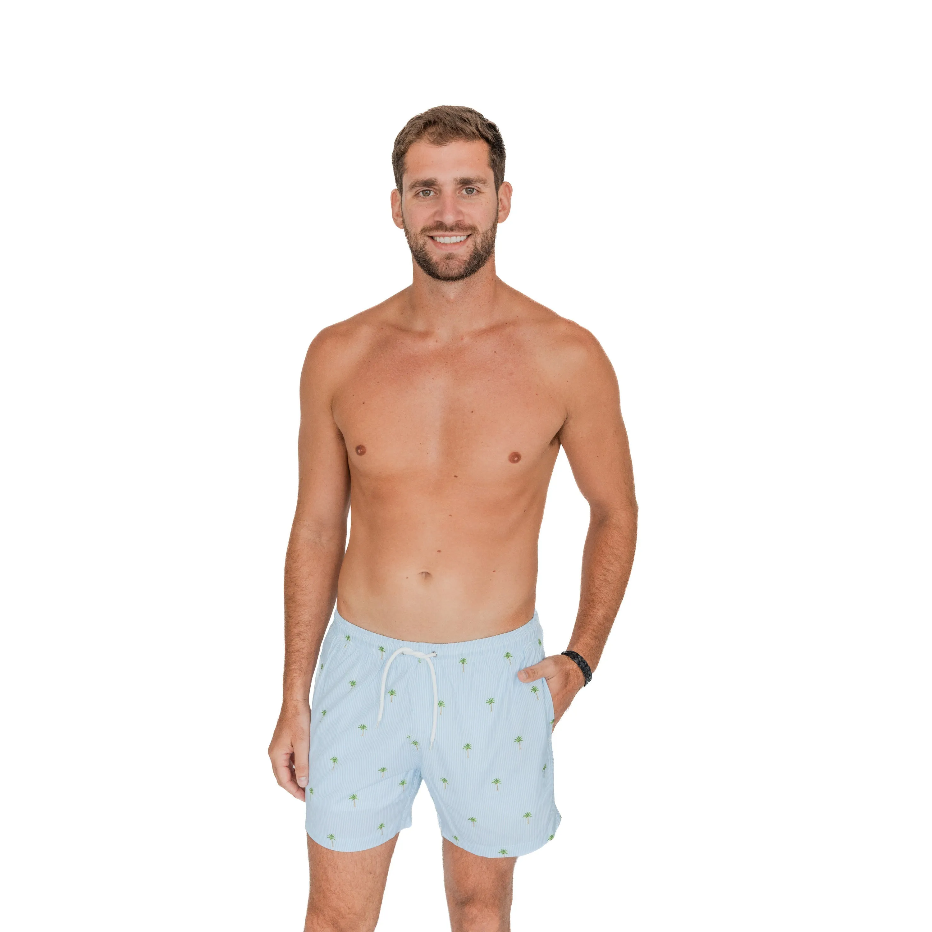 Bermies Palm Stripes Swim Trunks sold by Zulily product image thumbnail 4
