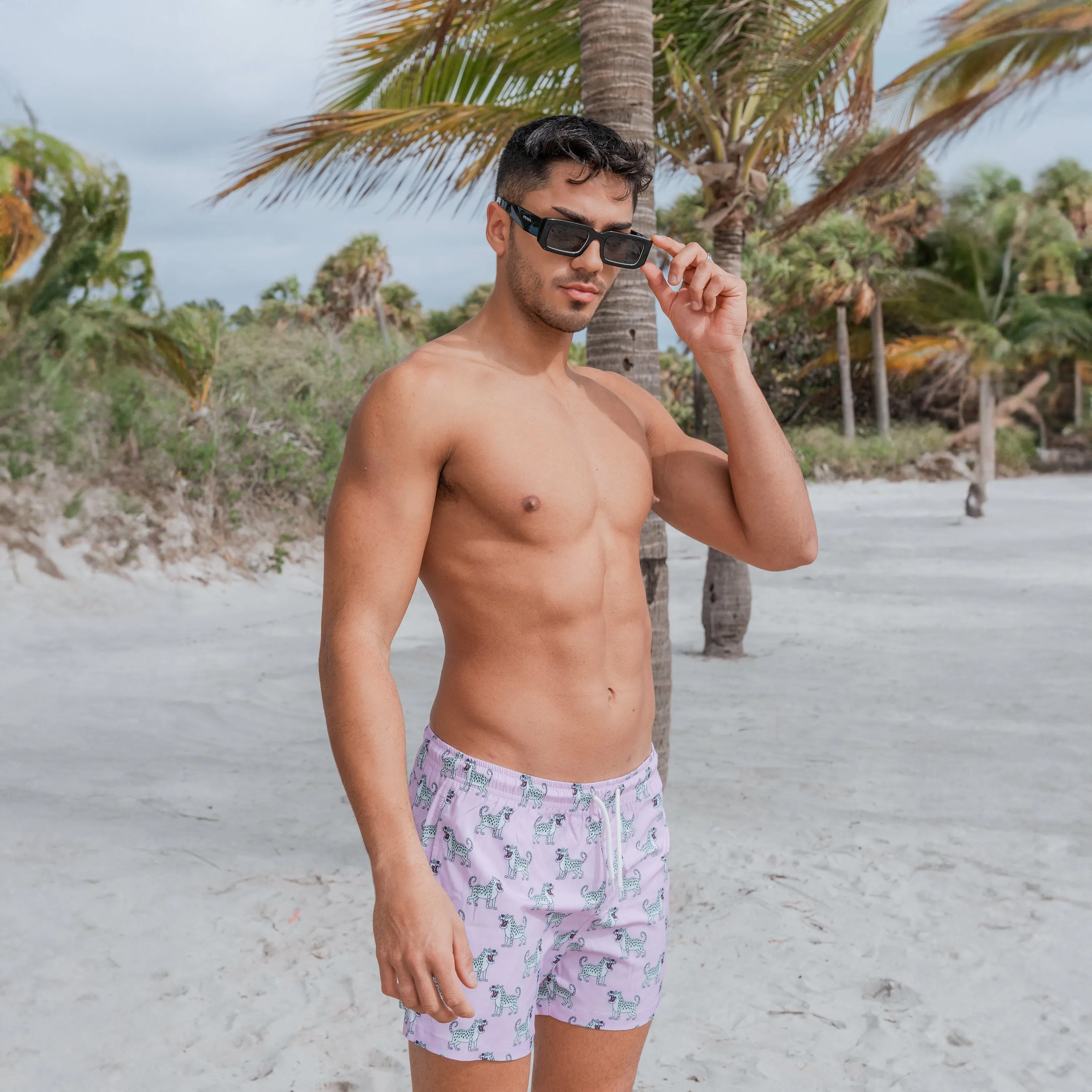 Bermies Pink Cheetah Swim Trunks sold by Zulily product image thumbnail 3