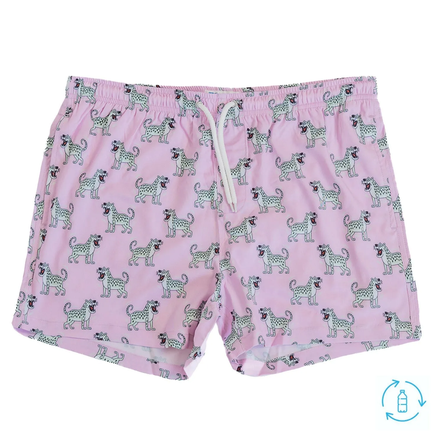 Bermies Pink Cheetah Swim Trunks sold by Zulily