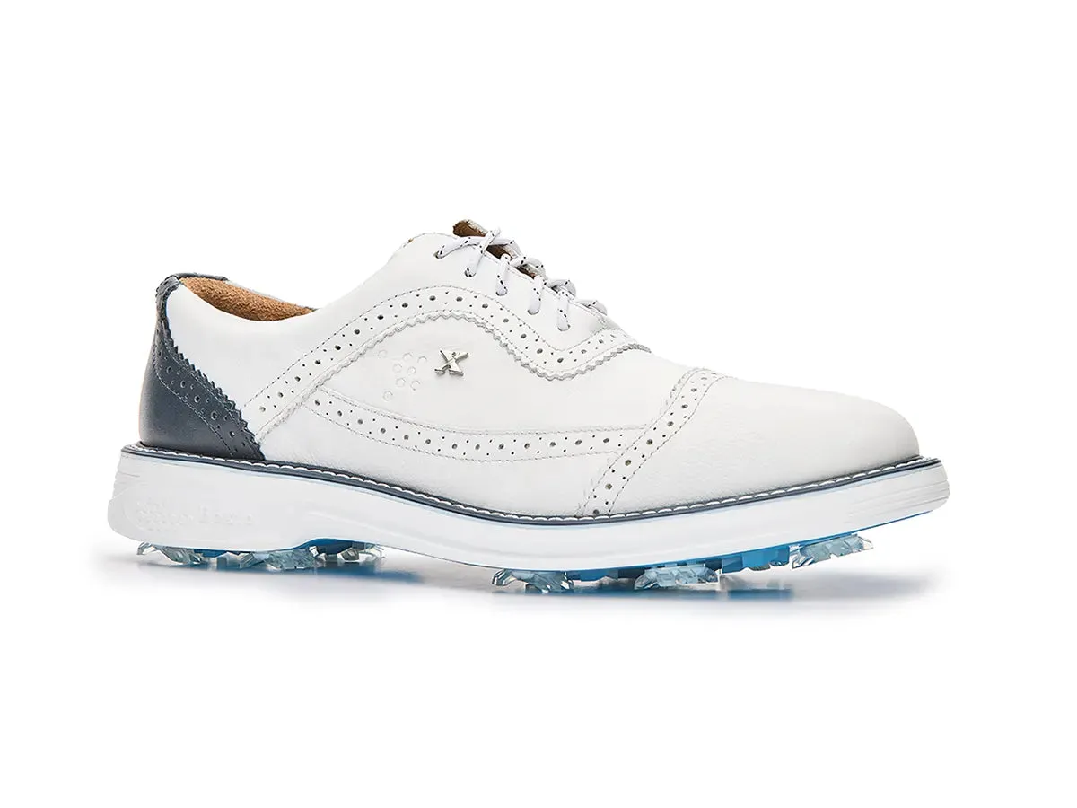 Boxto Golf Men's Legacy Hope Pro Spiked Golf Shoes - White/Blue sold by Zulily