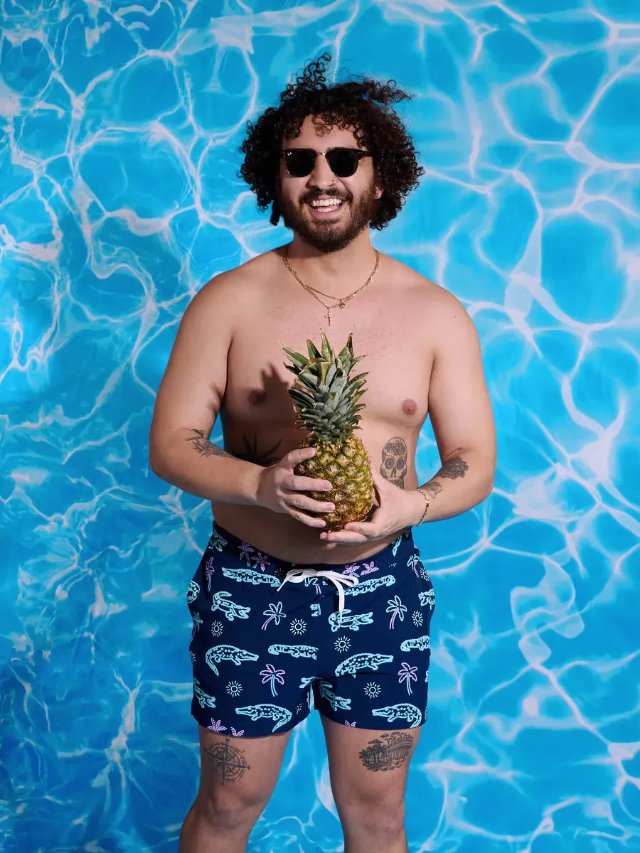 Chubbies The Neon Glades 5.5" Inseam Polyester/Spandex Swim Trunks with Mesh Brief Liner in Navy Blue sold by Zulily product image thumbnail 3