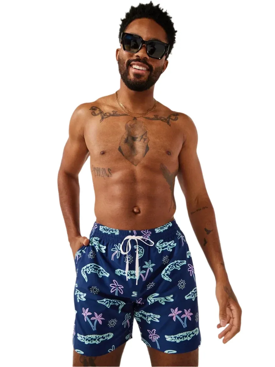 Chubbies The Neon Glades 5.5" Inseam Polyester/Spandex Swim Trunks with Mesh Brief Liner in Navy Blue sold by Zulily