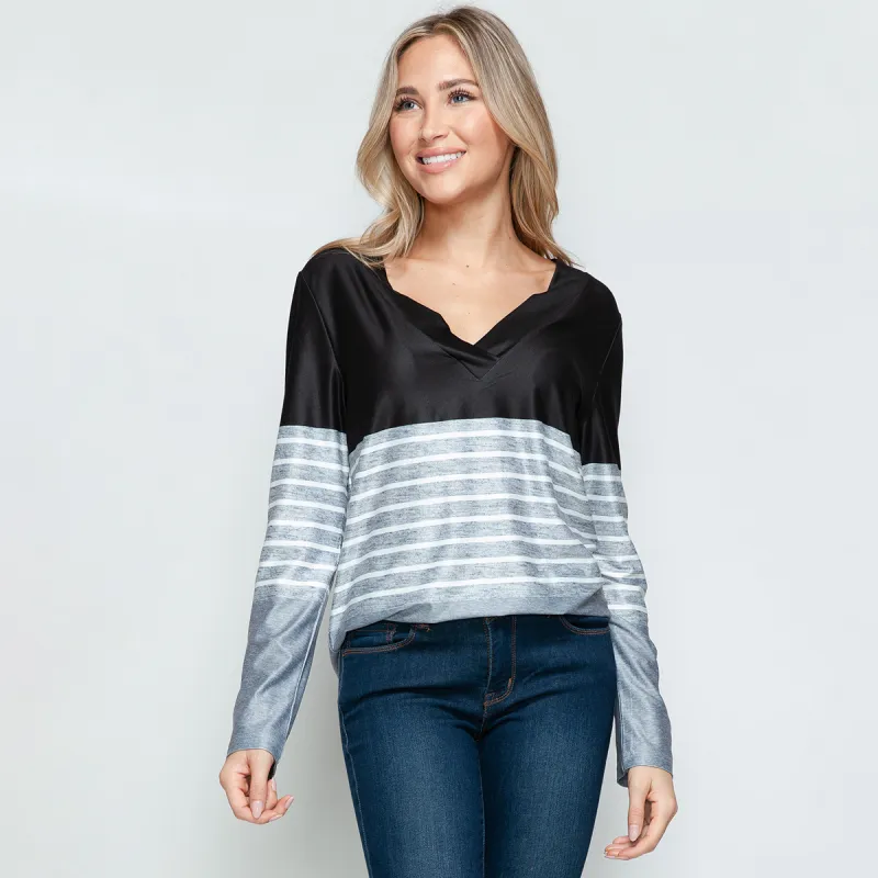 Udear Women's Stripe Print Long Sleeve Shirt sold by Zulily