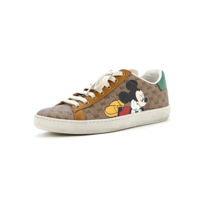 Pre-Loved Gucci Disney Ace Sneakers Printed Mini GG Coated Canvas sold by Zulily