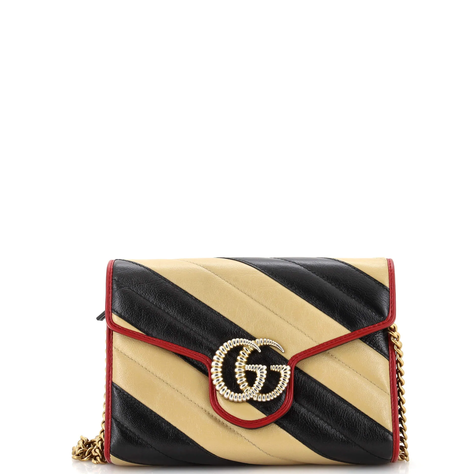 Pre-Loved Gucci GG Marmont Chain Wallet Diagonal Quilted Leather Mini sold by Zulily