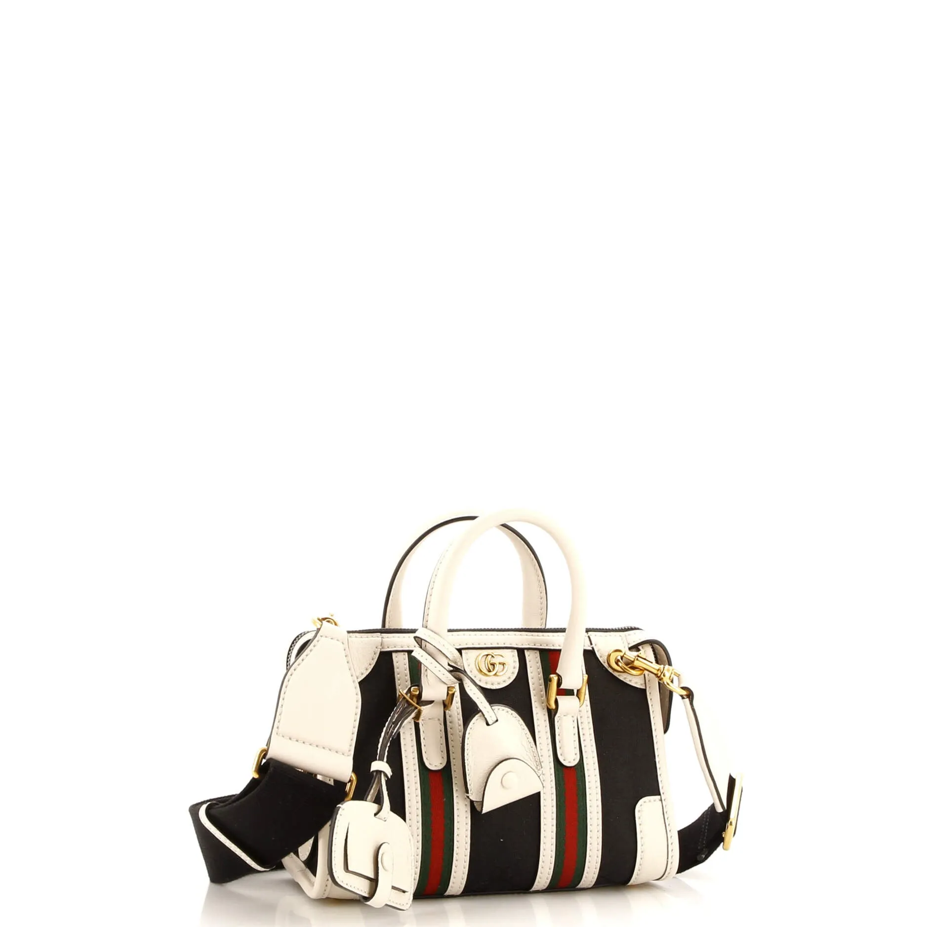 Pre-Loved Gucci Double G Web Top Handle Bag GG Canvas with Leather Mini sold by Zulily product image thumbnail 2