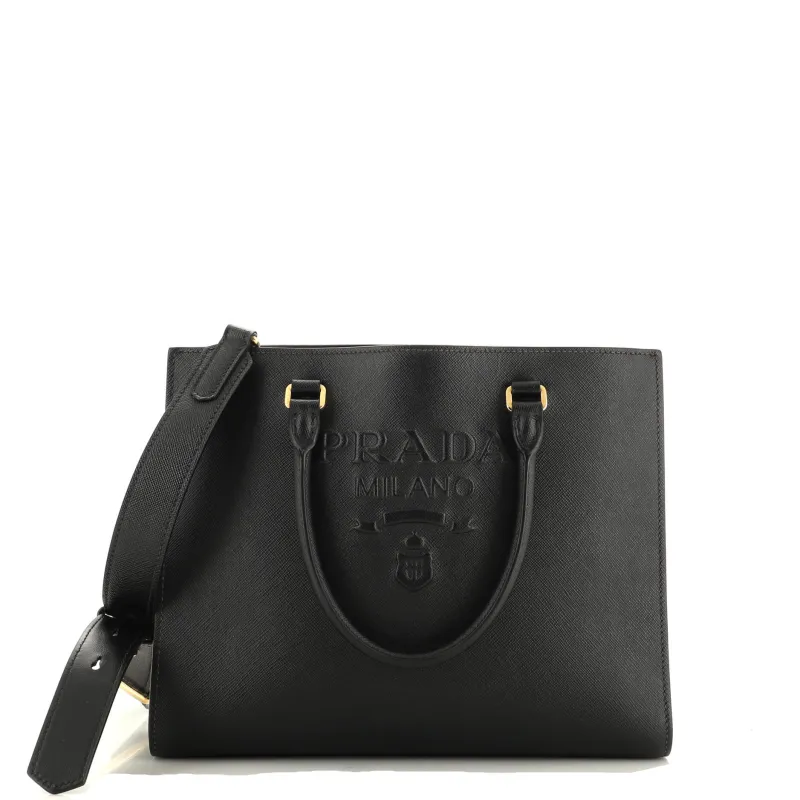 Prada Lux Embossed Logo Tote Saffiano Leather Medium sold by Zulily