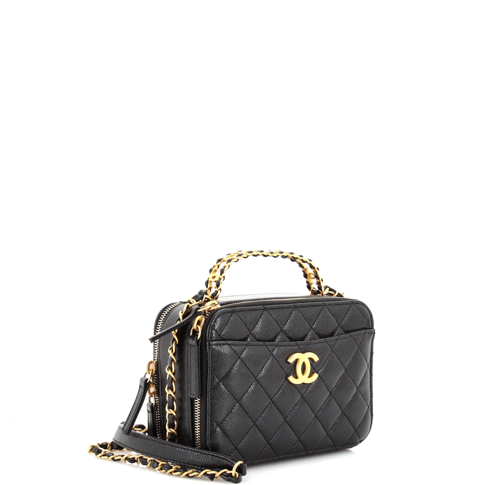 Pre-Loved Chanel Pick Me Up Logo Handle Vanity Case Quilted Caviar Small sold by Zulily product image thumbnail 2
