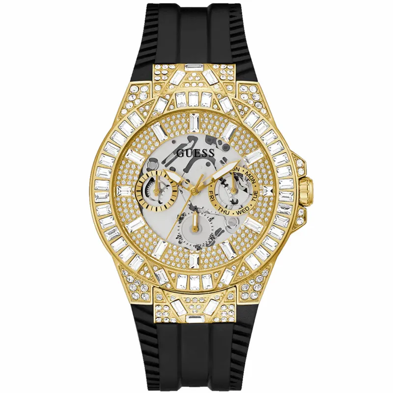 Guess Men's Black Gold Tone Multi-function // GW0498G2 sold by Zulily
