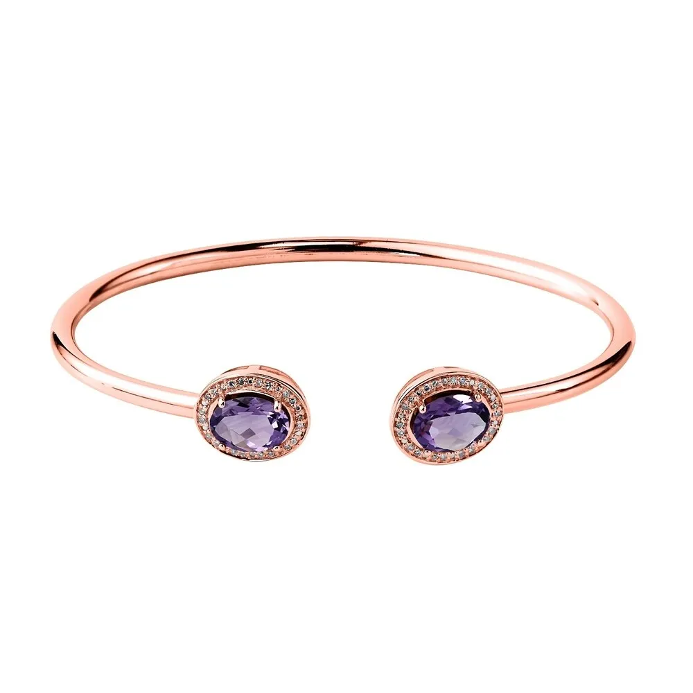Auriya 2ct Oval Purple Amethyst Gold over Silver Bangle Bracelet with Diamond Accents sold by Zulily product image thumbnail 3