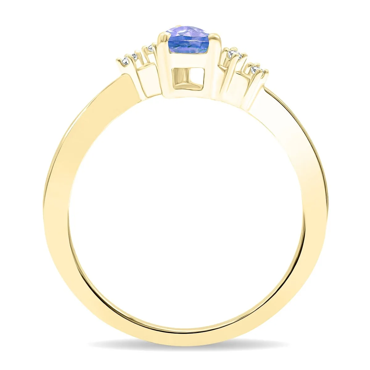 Women's Pear Shaped Tanzanite and Diamond Wave Ring in 10K Yellow Gold sold by Zulily product image thumbnail 3