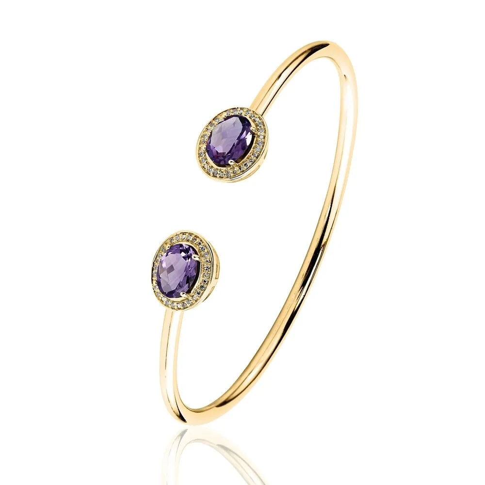 Auriya 2ct Oval Purple Amethyst Gold over Silver Bangle Bracelet with Diamond Accents sold by Zulily product image thumbnail 5