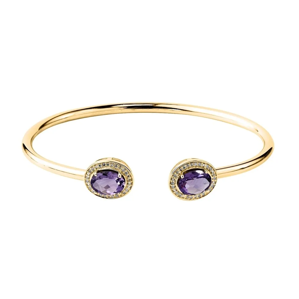 Auriya 2ct Oval Purple Amethyst Gold over Silver Bangle Bracelet with Diamond Accents sold by Zulily product image thumbnail 2