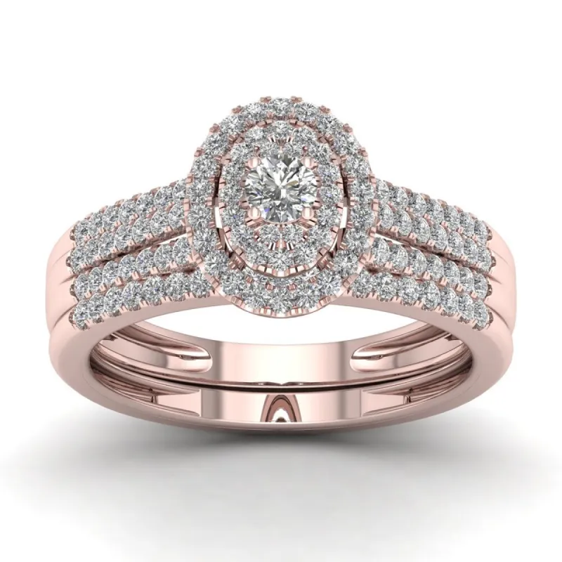 De Couer IGI Certified 1/2ct TDW Diamond Halo Engagement Ring Set - Pink sold by Zulily