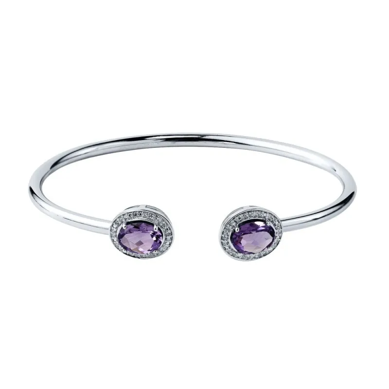 Auriya 2ct Oval Purple Amethyst Gold over Silver Bangle Bracelet with Diamond Accents sold by Zulily