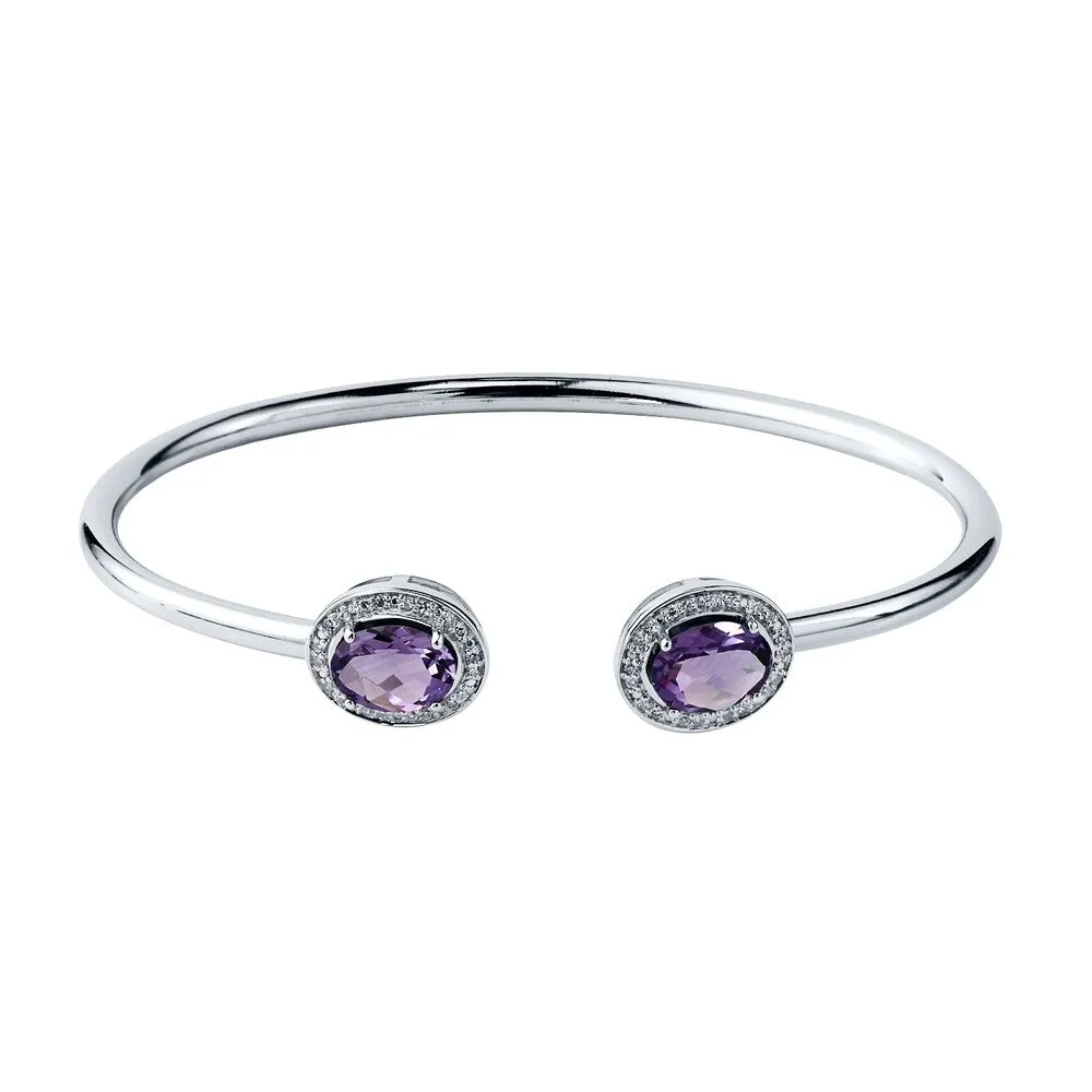 Auriya 2ct Oval Purple Amethyst Gold over Silver Bangle Bracelet with Diamond Accents sold by Zulily