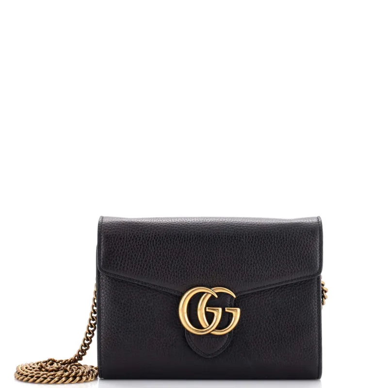 Pre-Loved Gucci GG Marmont Chain Wallet Leather Mini sold by Zulily