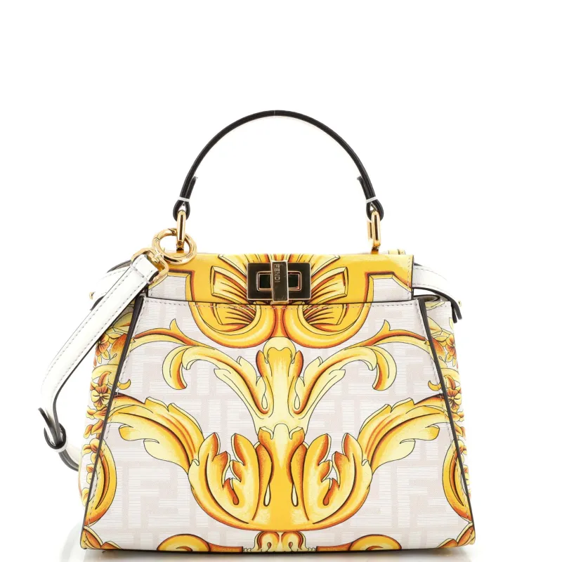 Pre-Loved Fendi x Versace Fendace Peekaboo Bag Printed Zucca Leather Mini sold by Zulily