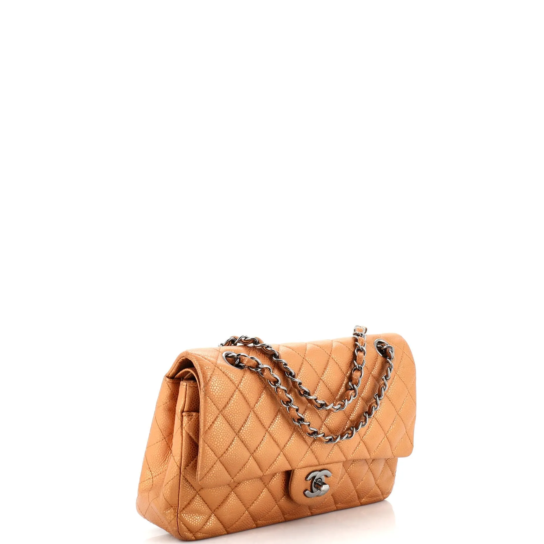 Pre-Loved Chanel Classic Double Flap Bag Quilted Metallic Caviar Medium sold by Zulily product image thumbnail 2