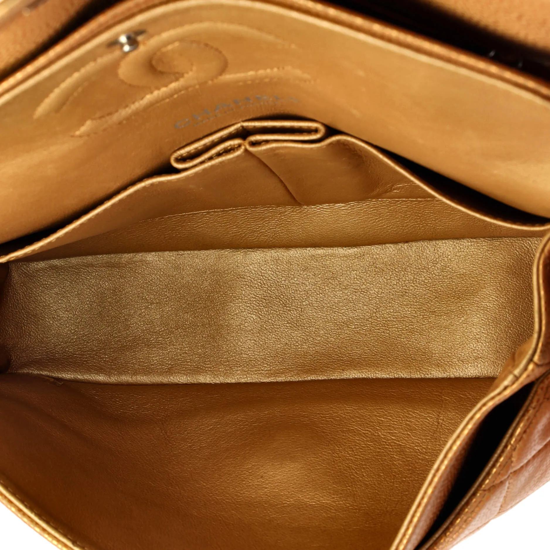 Pre-Loved Chanel Classic Double Flap Bag Quilted Metallic Caviar Medium sold by Zulily product image thumbnail 5