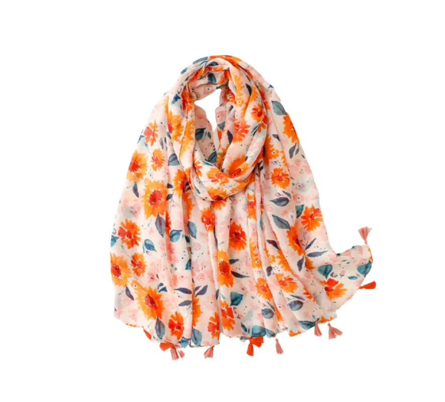 Bright Sunflower Scarf with Tassels sold by Zulily